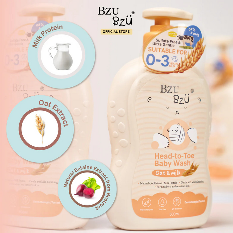 BZU BZU Head to Toe Baby Wash Oat & Milk (600ml)