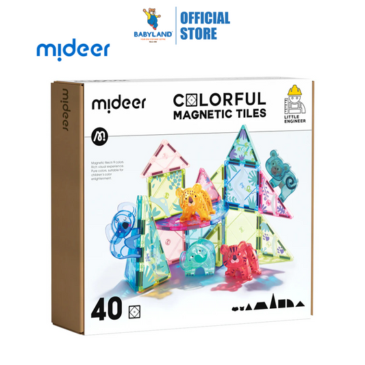 Mideer Colorful Magnetic Tiles - 40Pcs (3Y+)