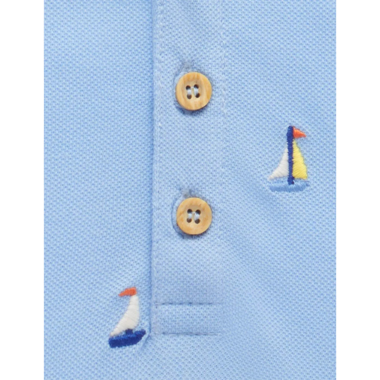 Purebaby Organic Kids Yacht Polo Shirt - Yacht Broderie