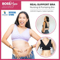 Boss Mama Real-Support Bra - Lilac Purple |  Pregnancy, Nursing and Pumping Bra -Friendly Wireless Soft Thick Band Flexible