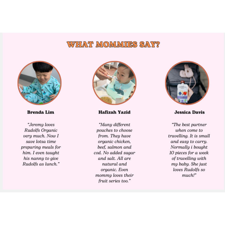 [Halal] Rudolfs Organic Premium Baby Ready Meals in Pouches (suitable: 6m+ -- 8m+)