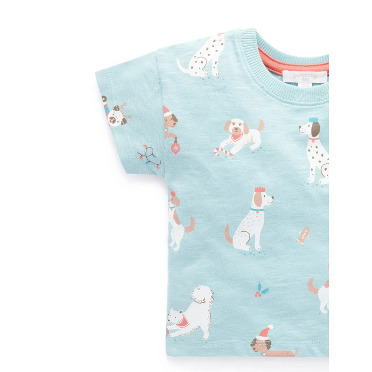 Purebaby Organic Puppy Christmas Print Tee