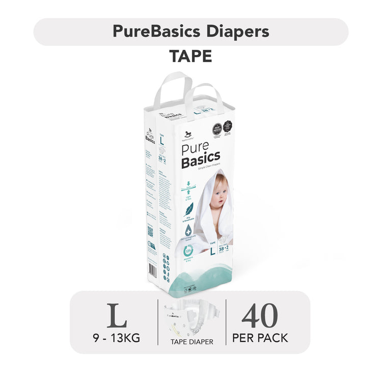 Applecrumby PureBasics Tape Diapers - S56 / M48 / L40 / XL32