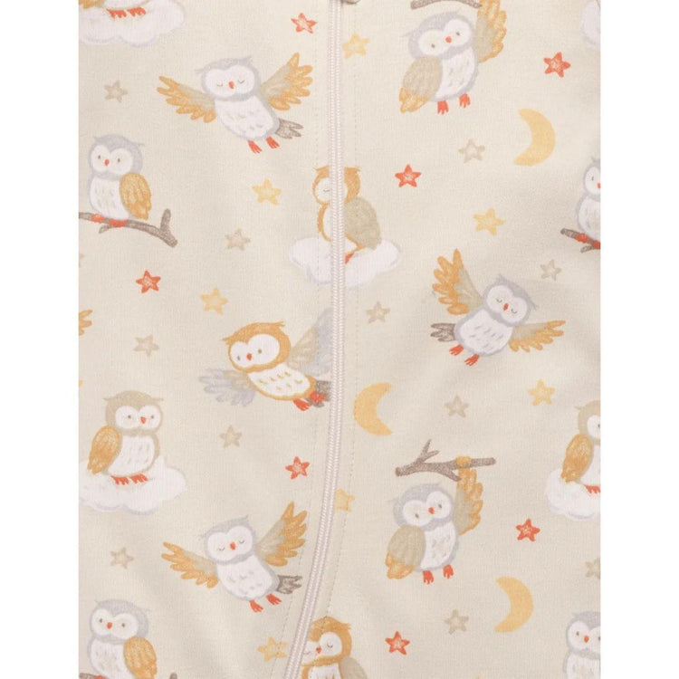 Purebaby Organic Owl Dreams Print Thick Pyjama Sleep Growsuit