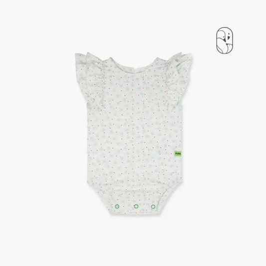 Hamako Tencel Baby Ruffle Bodysuit Water Goose (9-12M)