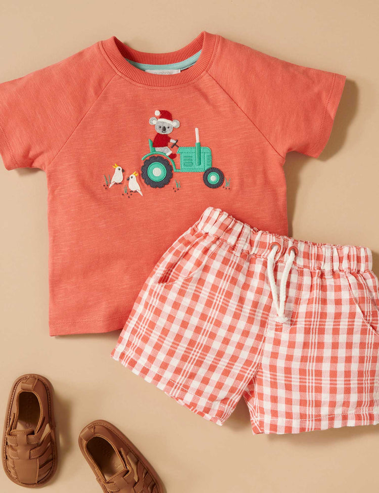 Purebaby Organic Christmas Farm Tee Vintage Red