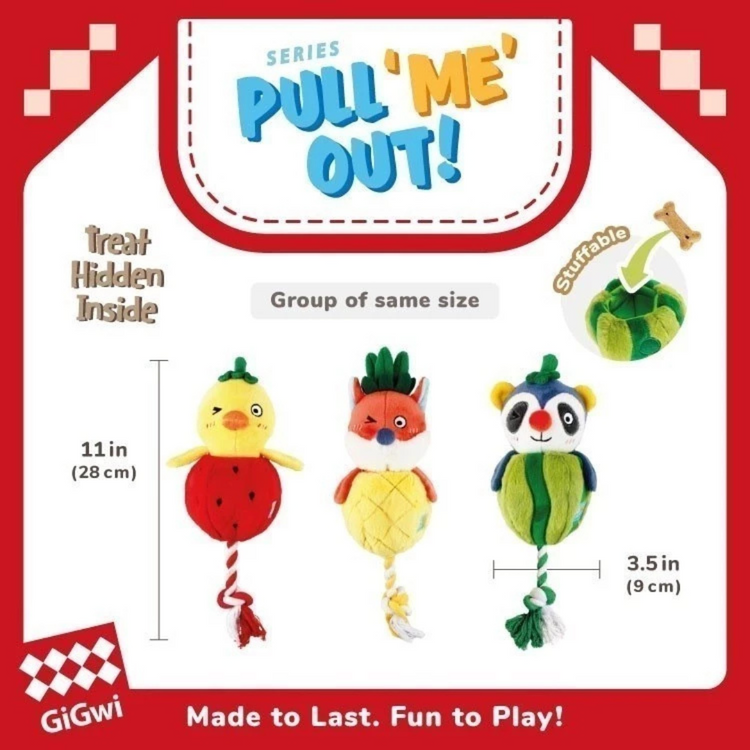 GiGwi Pull Me Out Plush with Squeaker Dog Toy