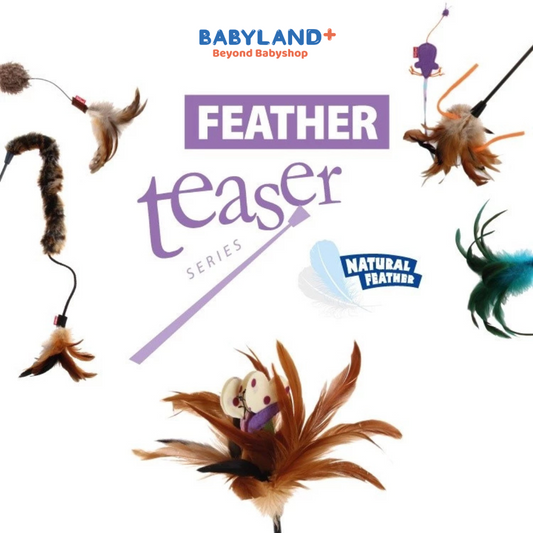 [For Fur Babies] Gigwi Feather Teaser Catwand with TPR Handle & Plush Tail