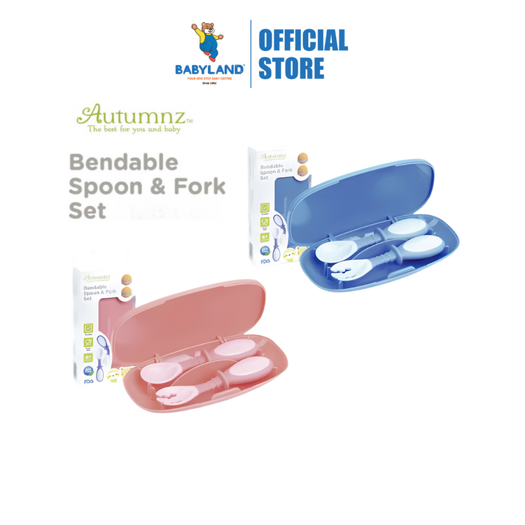 Autumnz Bendable Spoon + Fork Set - Blue/Pink (6m+)