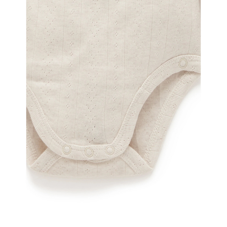 Purebaby Organic Long Sleeve Wrap Bodysuit - Wheat Melange Pointelle