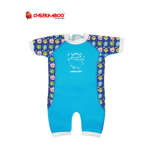 Cheekaaboo Warmiebabes Baby & Toddler Thermal Swimsuit UPF50+ Blue Monster