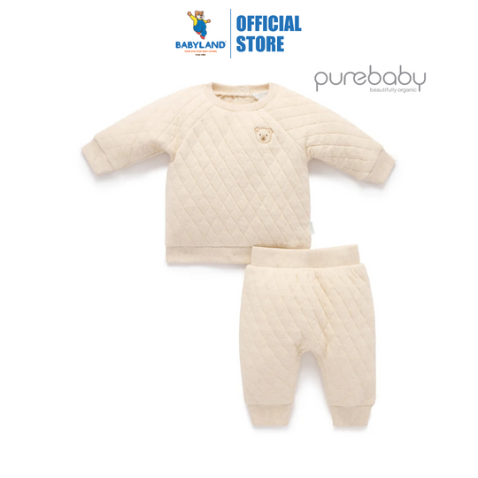 Purebaby Organic Quilted Track Set - Wheat Melange