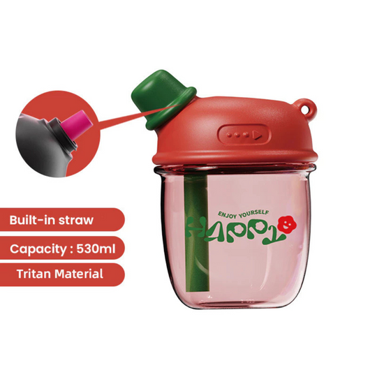 Cocosmile 8321 Dudu Straw Portable Tritan Cup 530ML - Red