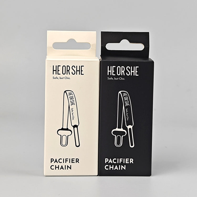 He or She Pacifier Chain Black