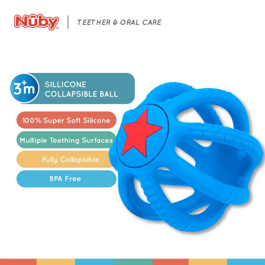 Nuby Silicone Collapsible Ball Teether - FDA (3m+) (Random Color)