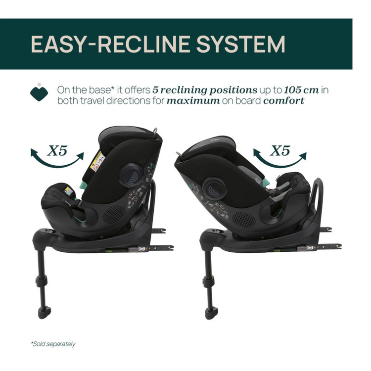 Chicco Fullseat 360 i-Size R129/03 Standard Car Seat with Base - Black Satin | Bamboo Fabric