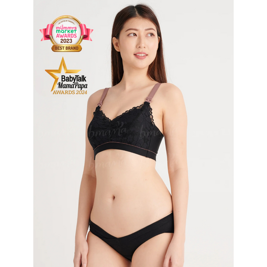 Bmama Lace Nursing Bra Bottom Line Big Cup - Black