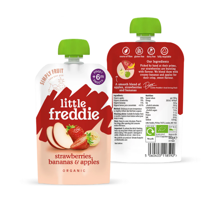 Little Freddie Organic Fruits Pouches (6m+) (90g-100g) - Puree