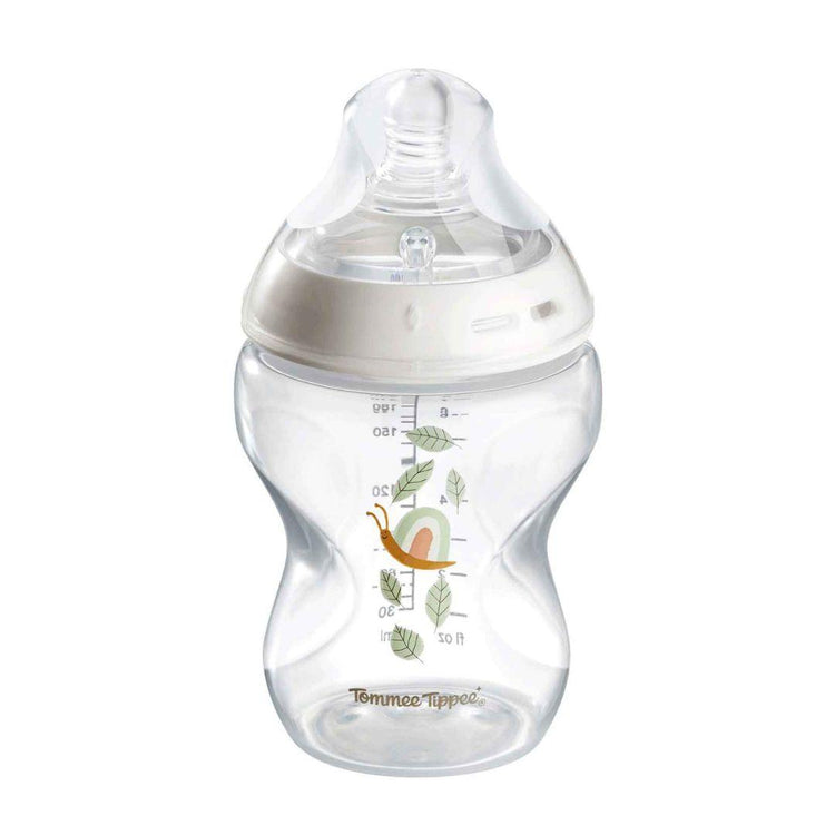 Tommee Tippee Natural Start PP Decorated Bottle 260ml - Snail – BPA-free, Soft Silicone Teat, Anti-Colic Valve
