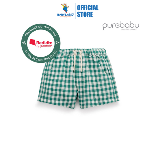 Purebaby Organic Coriander Festive Gingham Shorts