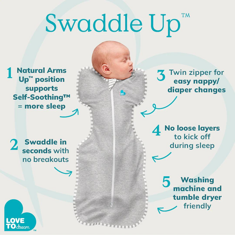 Love To Dream Stage1 Swaddle Up Bamboo 1.0 TOG Original Grey Dot (NB)