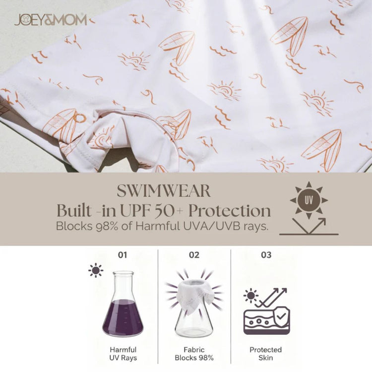 Joey & Mom Kids UPF50+ Swimwear Coastal Collection | Sun Protection Baby & Toddler Swimsuit for Boys & Girls