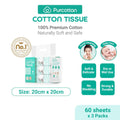 Purcotton Cotton Tissue 20x20cm (60's x 3 Packs)