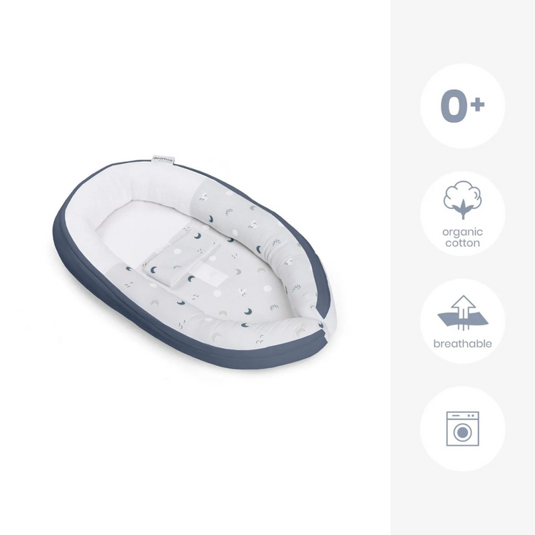 Doomoo Cocoon Baby Bed - Blue Grey Moon