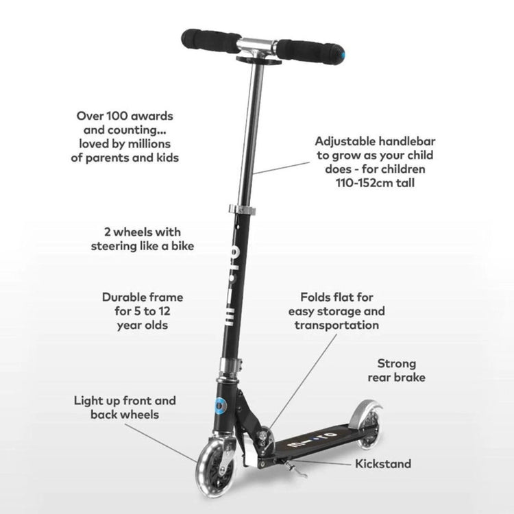 Micro 0225 Sprite LED 2 Wheels Scooter - Black