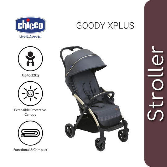 Chicco Goody XPlus Auto Fold Stroller - Dark Shadow (Newborn up to 22kg)