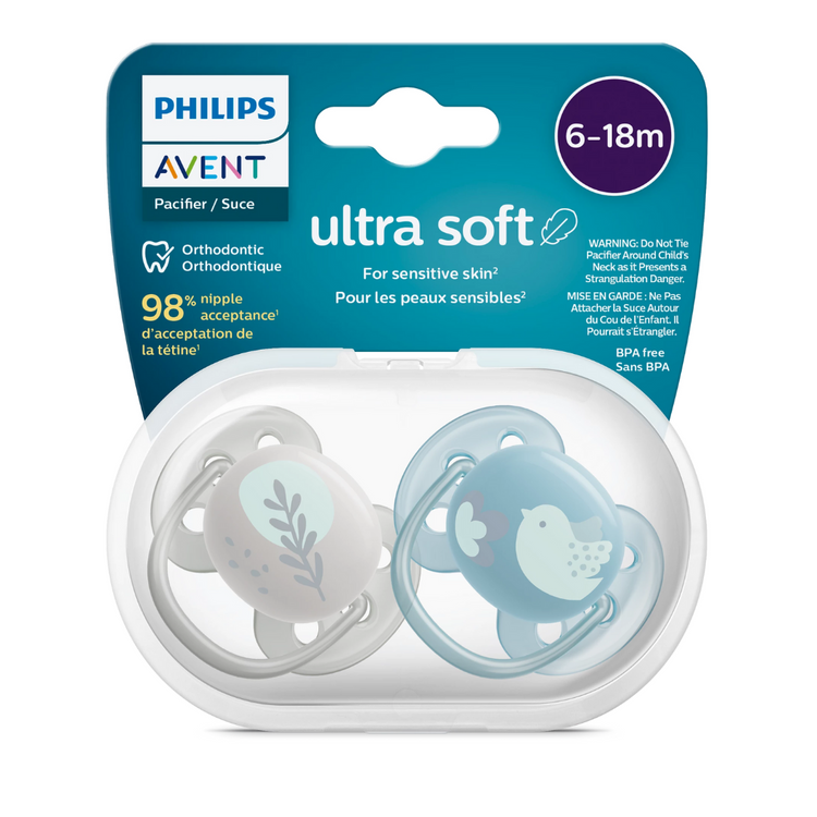 Philips Avent Ultra Soft Soother Twin Pack (0-6m) (6-18m)