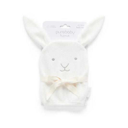 Purebaby Organic Bunny Bath Mitt - Vanilla Bunny