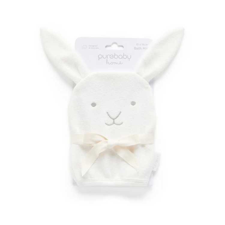 Purebaby Organic Bunny Bath Mitt - Vanilla Bunny