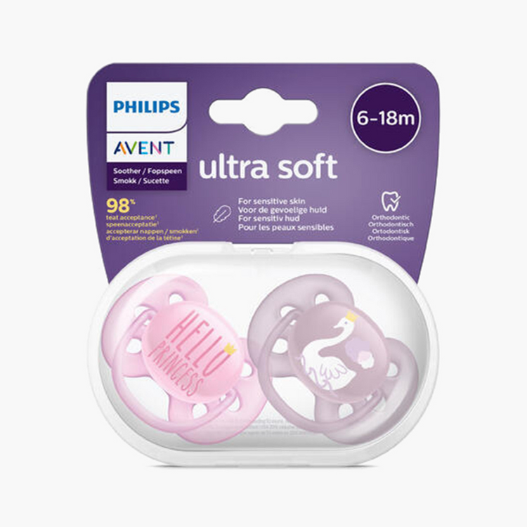 Philips Avent Ultra Soft Soother Twin Pack (0-6m) (6-18m)