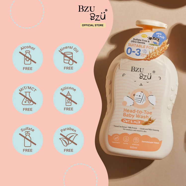 BZU BZU Head to Toe Baby Wash Oat & Milk (600ml)