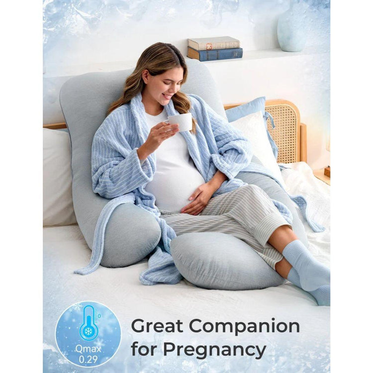 Momcozy PP102 U-Shaped Cooling Fabric Pregnancy Pillow - Blue