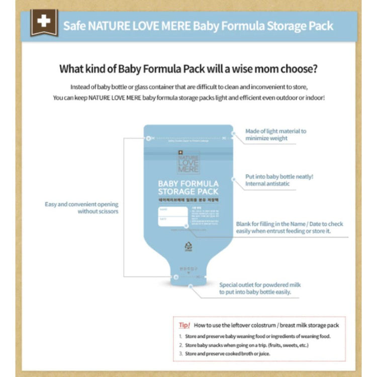 NATURE LOVE MERE Baby Formula Storage Pack 320ml (30pcs)