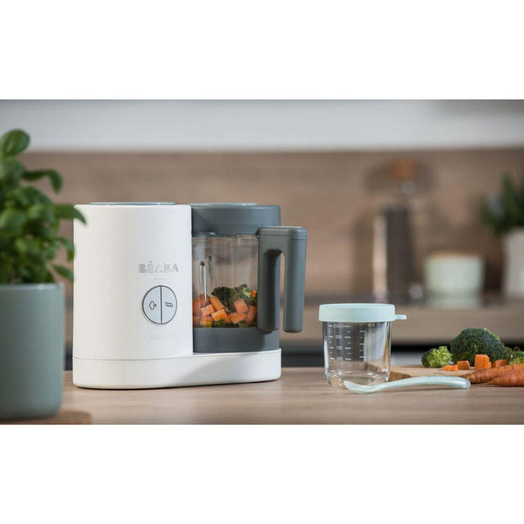 Beaba Babycook Neo Baby Food Processor - White Grey | Homemade Nutritious Healthy Food Steams, Blends, Defrosts and Reheats in 15mins