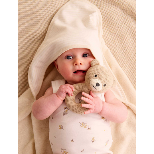 Purebaby Organic Knitted Bear Rattle