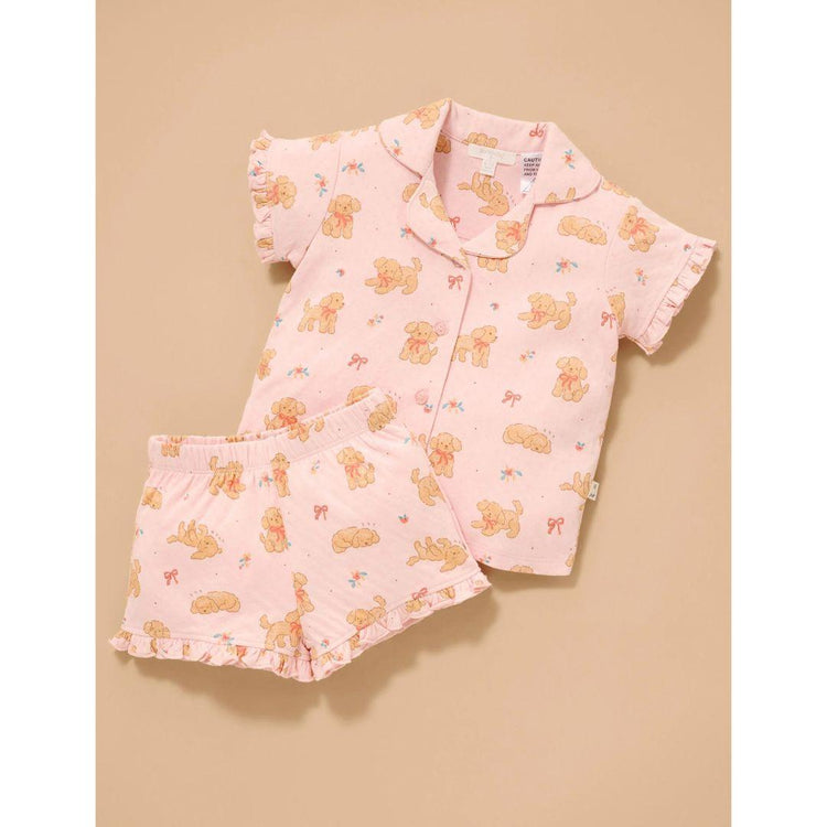 Purebaby Organic Poodle Dreams Print Button Up Pj Set