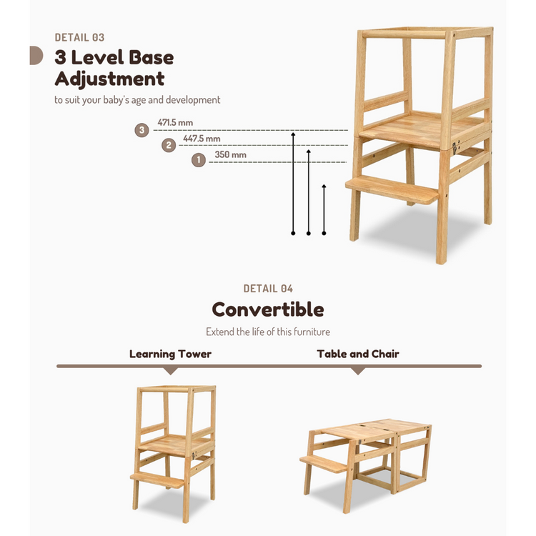 Funbies Baecere Convertible Learning Tower - Natural White