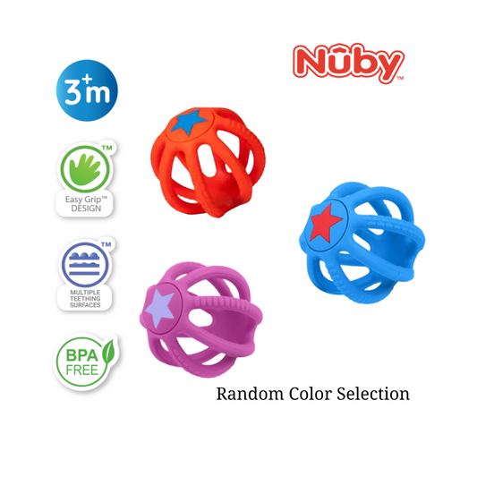 Nuby Silicone Collapsible Ball Teether - FDA (3m+) (Random Color)