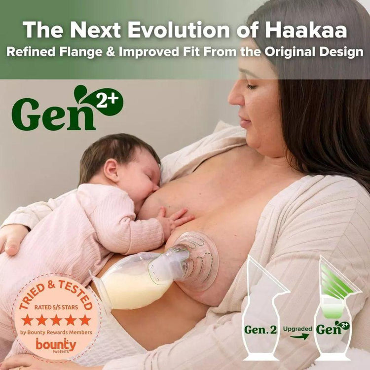 Haakaa Gen.2+ Plus Silicone Manual Breast Pump with SpillGUARD Insert Upgraded ComfortCARE Sensitive with Stopper