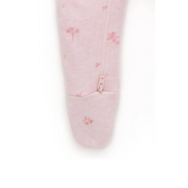 Purebaby Organic Zip Growsuit & Headband Pack - Pale Pink Blossom