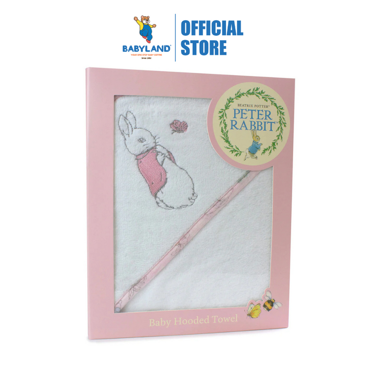 Bubba Blue Peter Rabbit 'Hop Little Rabbit' Hooded Towel - Pink (80x80cm)