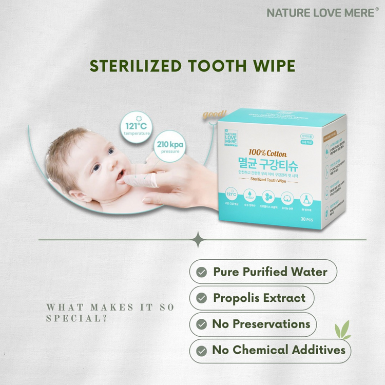 NATURE LOVE MERE Sterilized Tooth Wipe 30pcs (Cotton Fabric)