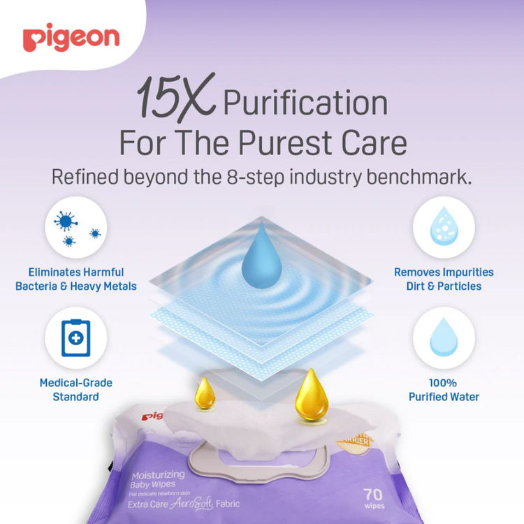 Pigeon Moisturizing Baby Wipes Hard Lid Cover (70's x 3)