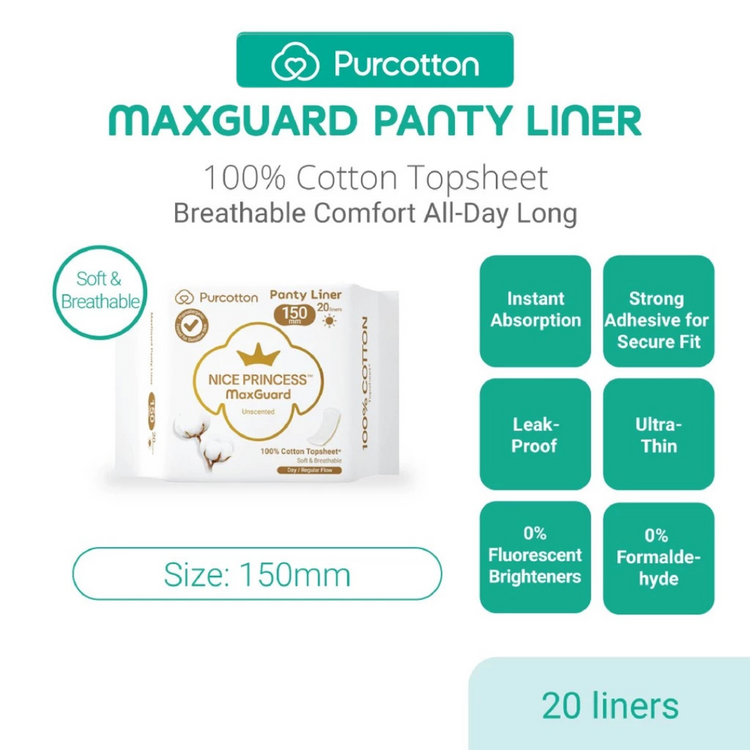 Purcotton Nice Princess MaxGuard Panty Liner 150mm (20Pads)