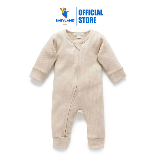 Purebaby Organic Zip Growsuit - Biscuit Melange