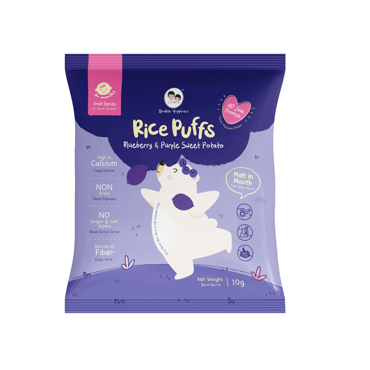 Double Happiness Rice Puff 10g - Blueberry & Purple Sweet Potato